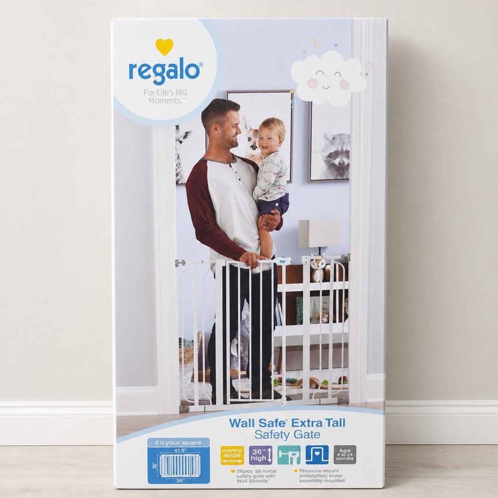 NEW Regalo Extra Tall Baby Safety Gate 38.5" White | Easy Walk-Through Door